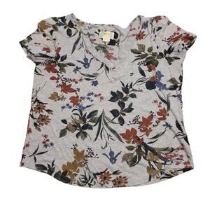 Maeve “Mayotte” Grey Floral V‑Neck Tee – Size XS – EUC